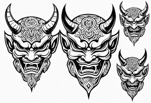 A Oni mask for protection against Evil tattoo idea