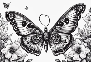 Moth chasing a butterfly with dots inbetween tattoo idea