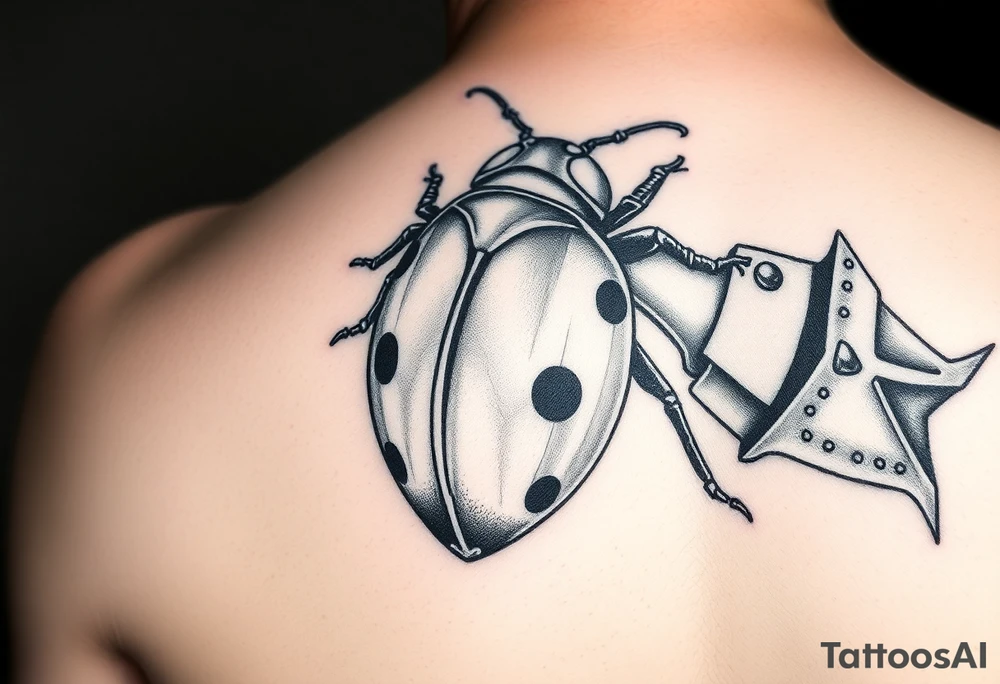 Ladybug wearing armor tattoo idea