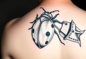 Ladybug wearing armor tattoo idea