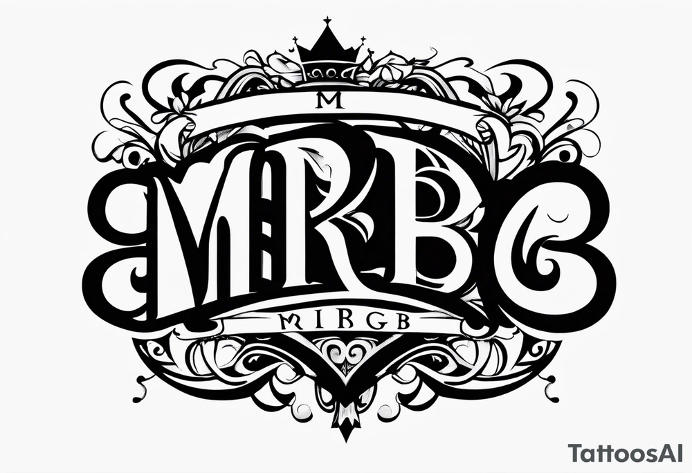 letters: "MRBG"
simple, clear, plain, unadorned tattoo idea