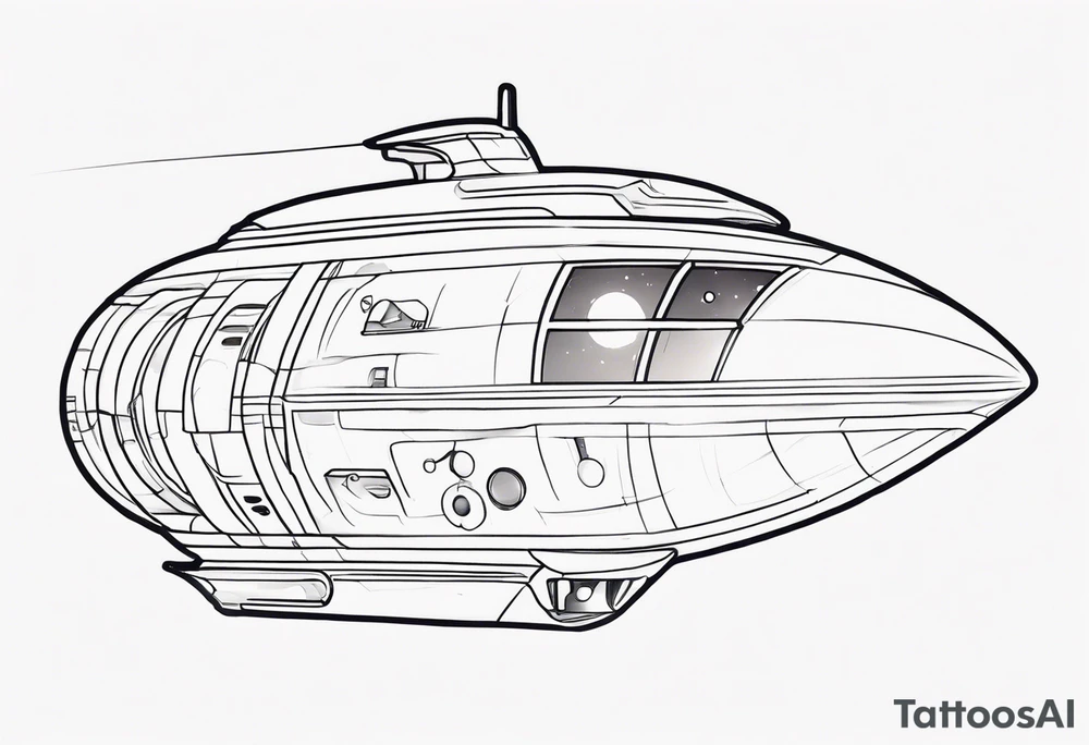 Time travelleling space ship light speed tattoo idea