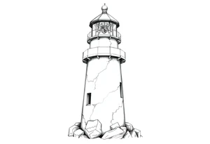 a whole lighthouse with a coat of arms incorporated into the roof tattoo idea