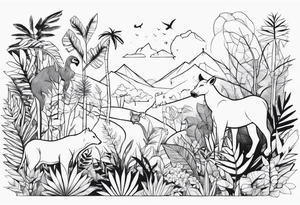 JUNGLE WITH ANIMALS tattoo idea
