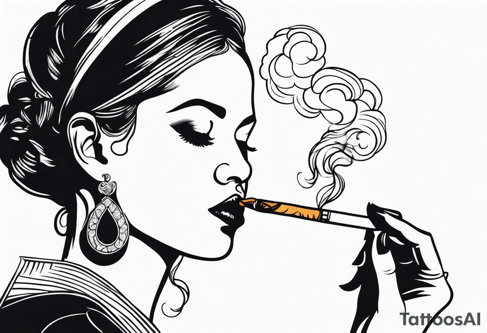 woman smoking cigarette tattoo idea