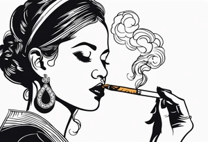 woman smoking cigarette tattoo idea