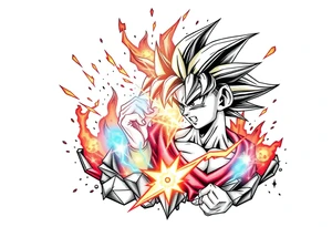 legendary dragonball z scene with energy aura and power effects tattoo idea