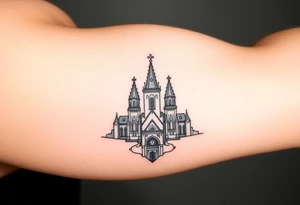 A universe in the shape of a Gothic cathedral tattoo idea