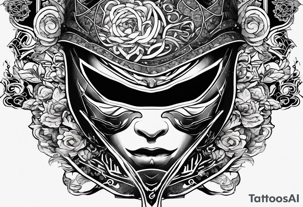 the letters A R in the middle of a ninja headband tattoo idea
