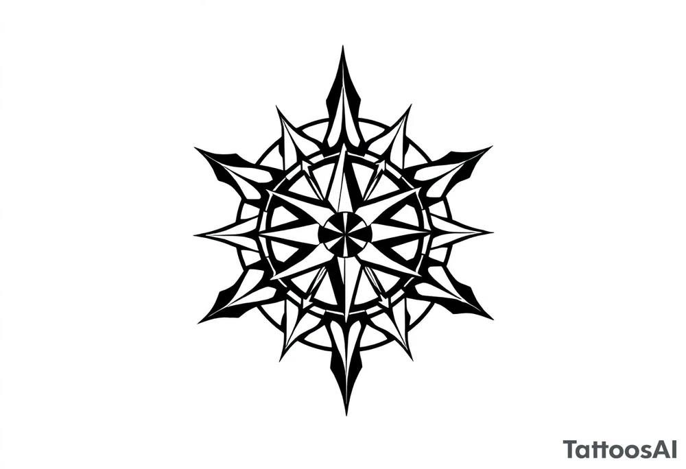Simple Double layered compass rose tattoo idea