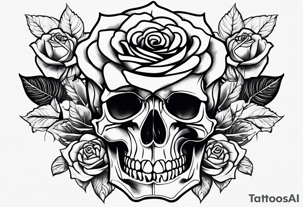A rose tattoo with skeleton bone fingers tattoo idea