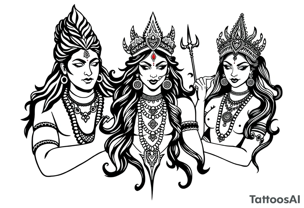 Lord Shiva, Godess Kali, Godess Lilith Together tattoo idea