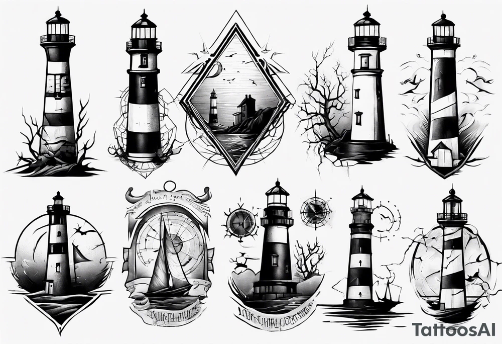 Rundown lighthouse spooky tattoo idea
