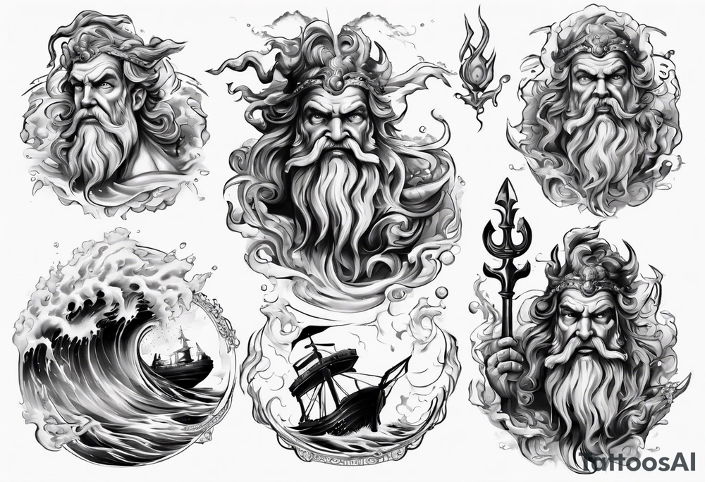 poseidon calling a storm tattoo idea