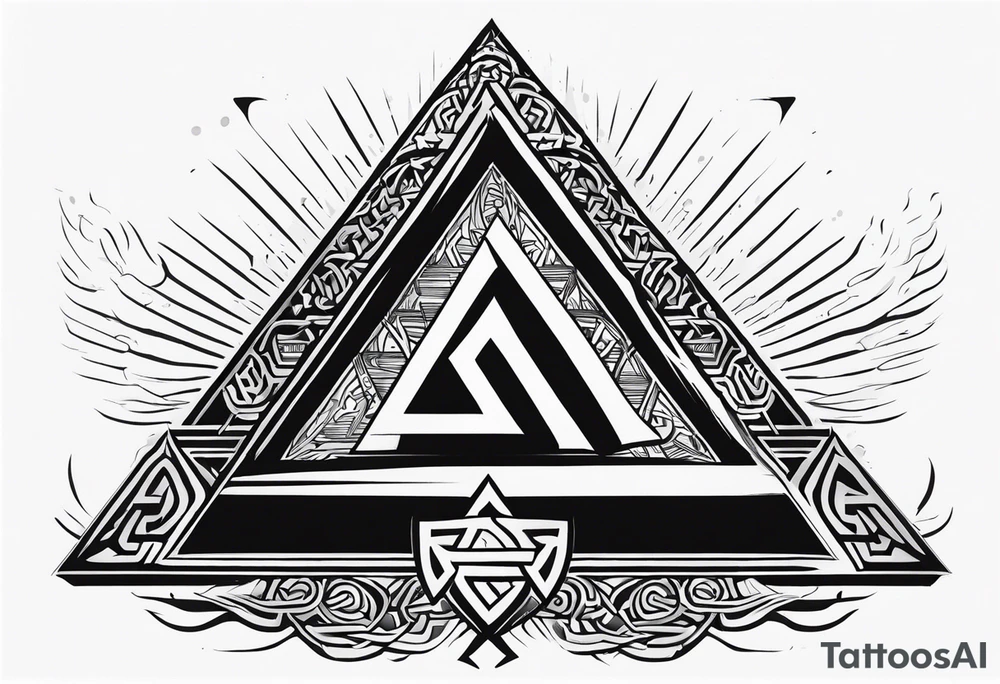 Valhalla sword shield valknut stairs tattoo idea