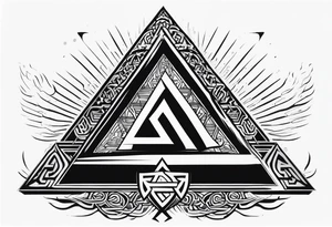 Valhalla sword shield valknut stairs tattoo idea