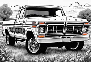 1974 ford f-100 in field tattoo idea