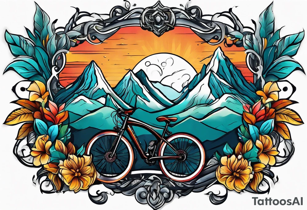 bicycle mountains tattoo idea