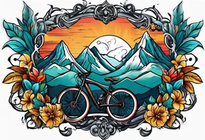 bicycle mountains tattoo idea