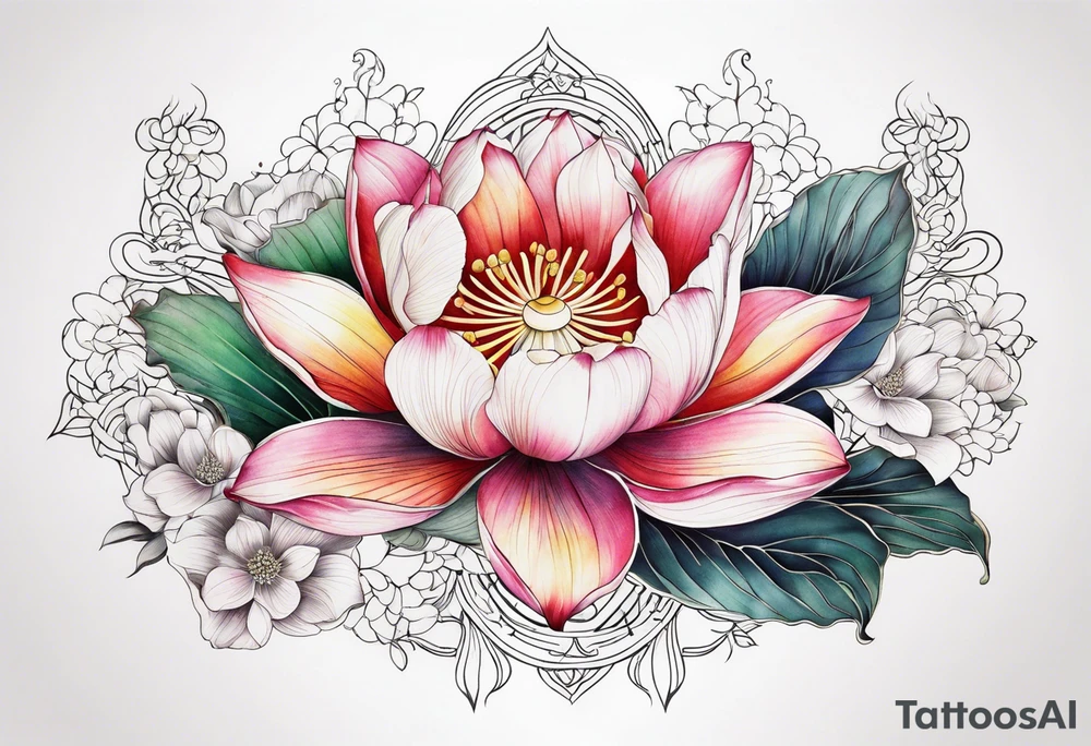 lotus and tulip combined tattoo idea