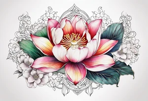 lotus and tulip combined tattoo idea