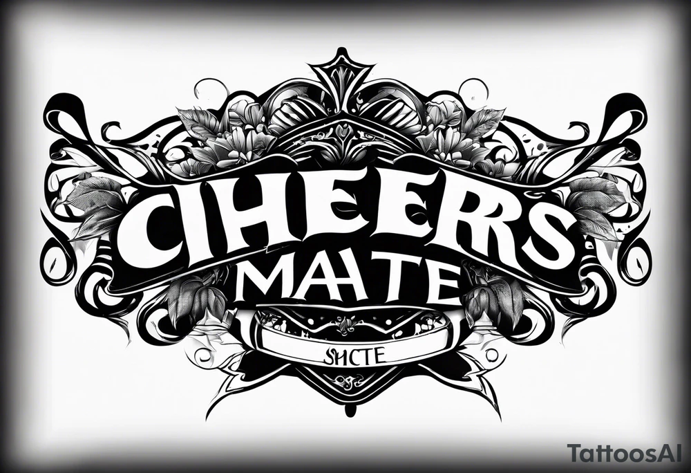 Cheers Mate text, armband +Cancer Ribbon tattoo idea