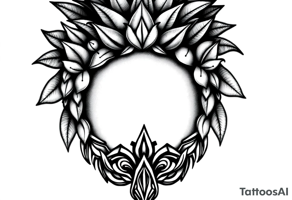 Bushy crown pineapple vagina, design to go over vagina , erotic vagina area design, anus to be at the bottom tattoo idea