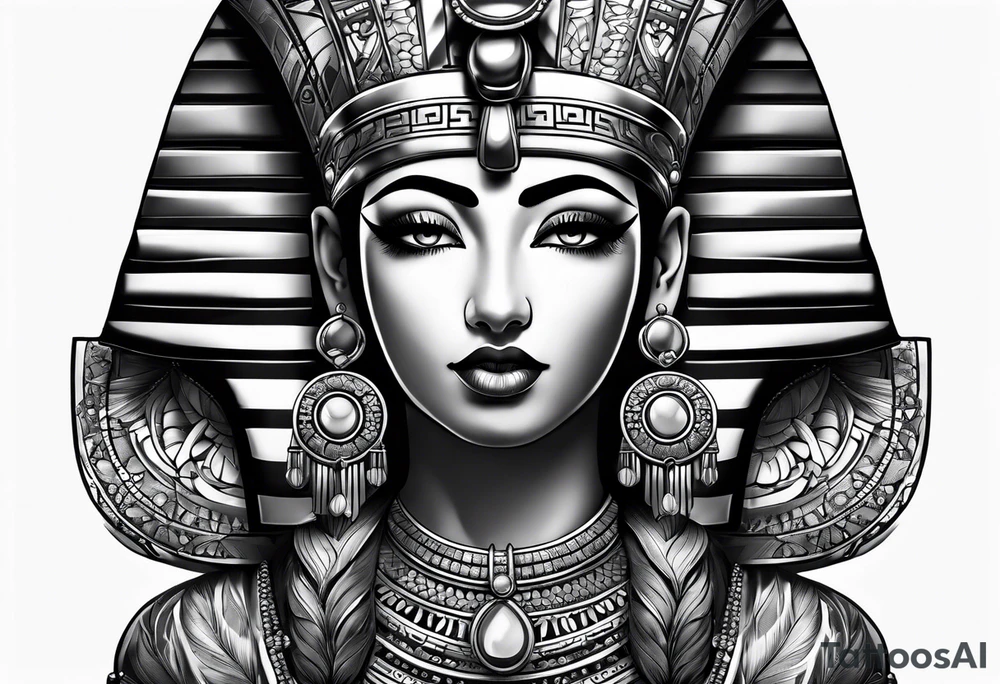 Cleopatra's face semi realism tattoo idea