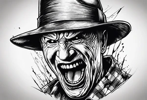 Horror theme with scream face and Freddy Krueger tattoo idea