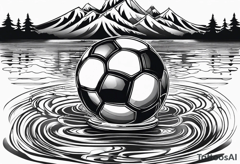A football mirrored in a lake tattoo idea