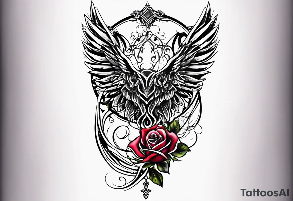forearm tattoo
tribal angel wing including a rose tattoo idea