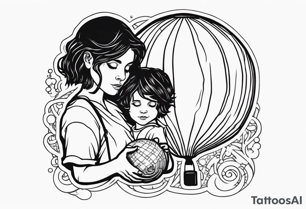 Sally holding a ballon with jack skellignton's face tattoo idea