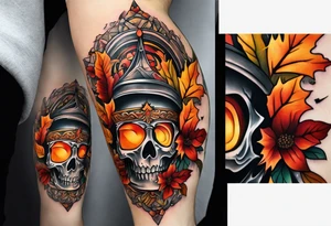 Knee tattoo with fall colors tattoo idea