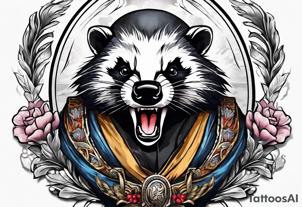 Angry badger with hands tattoo idea