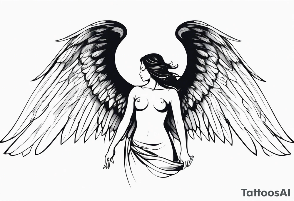 Angel with gothic wings. One side of angle represents darkness and the second of the angle represents light tattoo idea