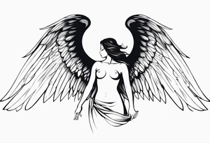 Angel with gothic wings. One side of angle represents darkness and the second of the angle represents light tattoo idea