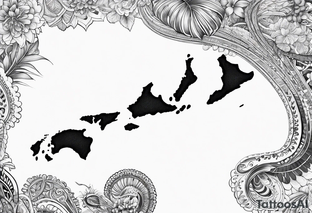 Hawaii island chain map paisley tattoo idea