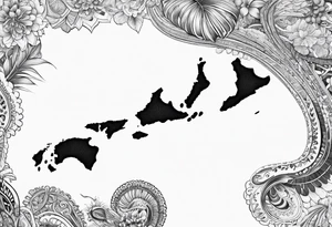 Hawaii island chain map paisley tattoo idea