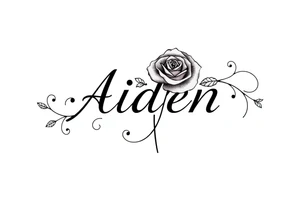 The name Aiden with a rose and 
Swirls and vines tattoo idea