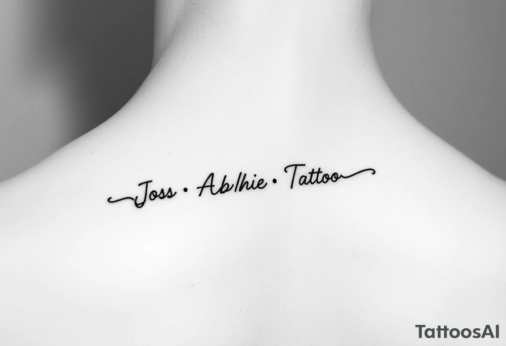 an anklet with the names Josh•Abbie•Poppy•Zac•Jack•Bella•Oscar•Jude•Jaxson tattoo idea