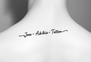 an anklet with the names Josh•Abbie•Poppy•Zac•Jack•Bella•Oscar•Jude•Jaxson tattoo idea