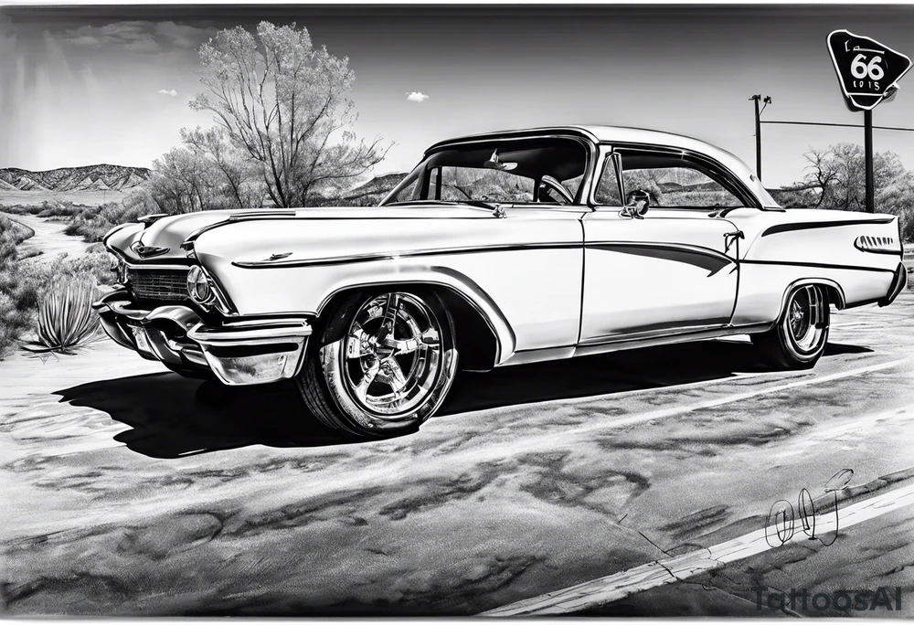 Sign Route 66, get your kicks tattoo idea