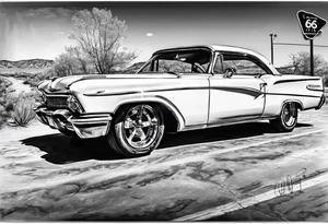 Sign Route 66, get your kicks tattoo idea