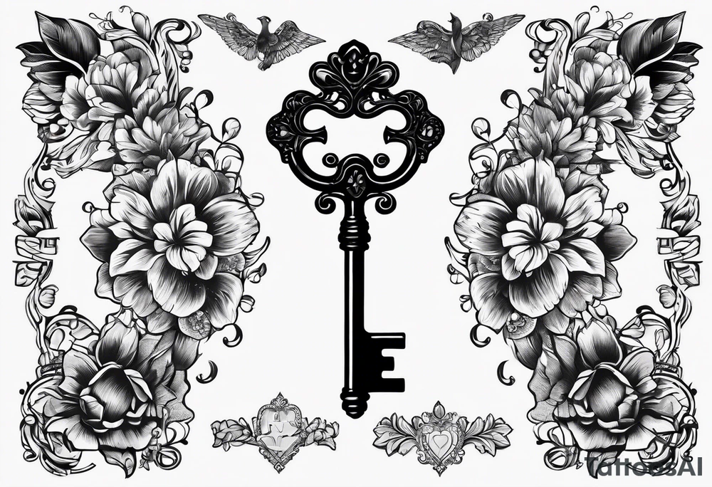 A vintage key tattoo idea