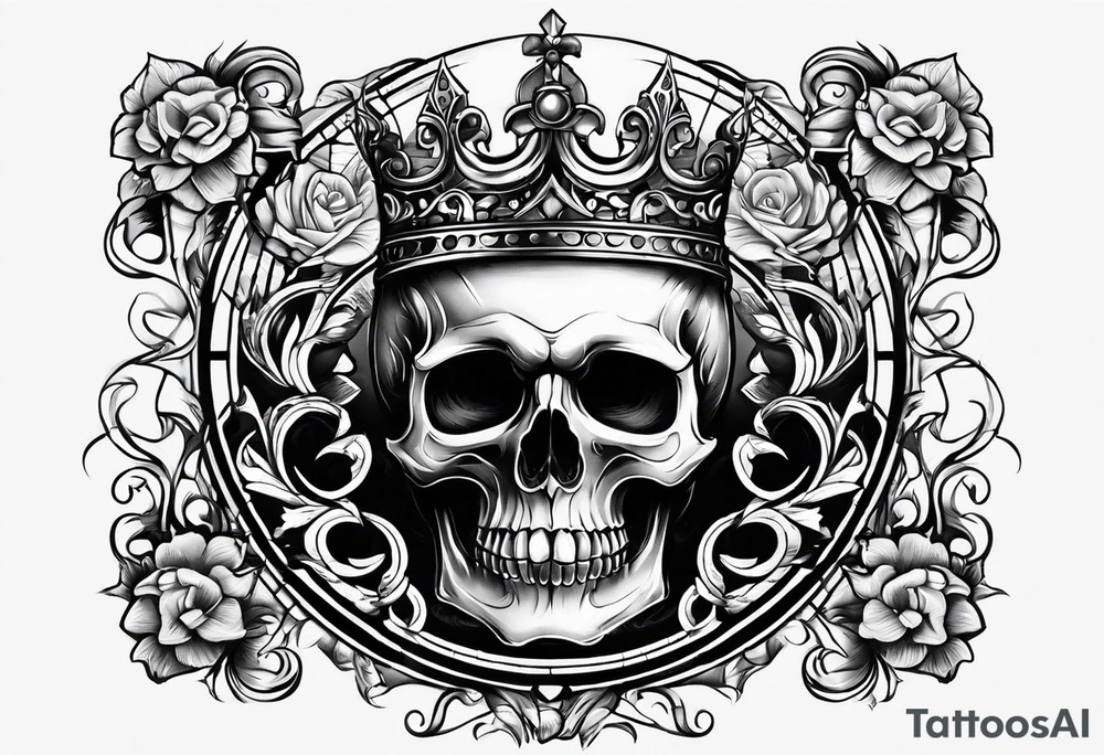 Hour glass skull on bottom tattoo idea