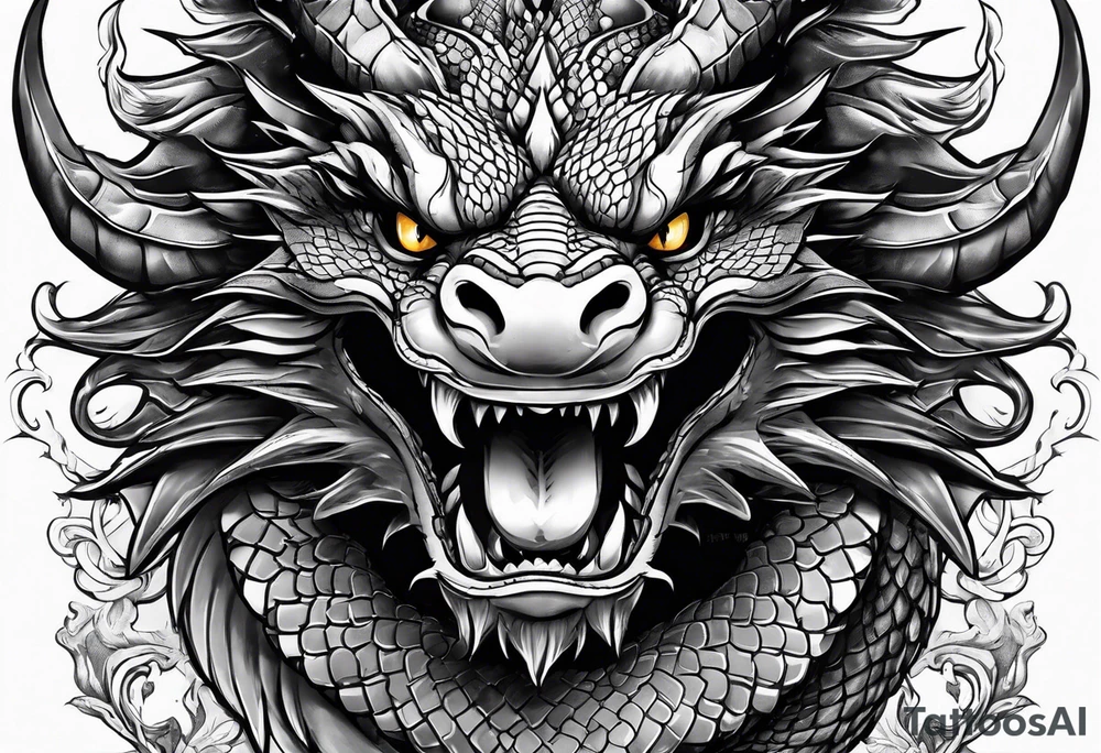 Dragon head facing front tattoo idea