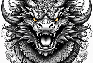 Dragon head facing front tattoo idea
