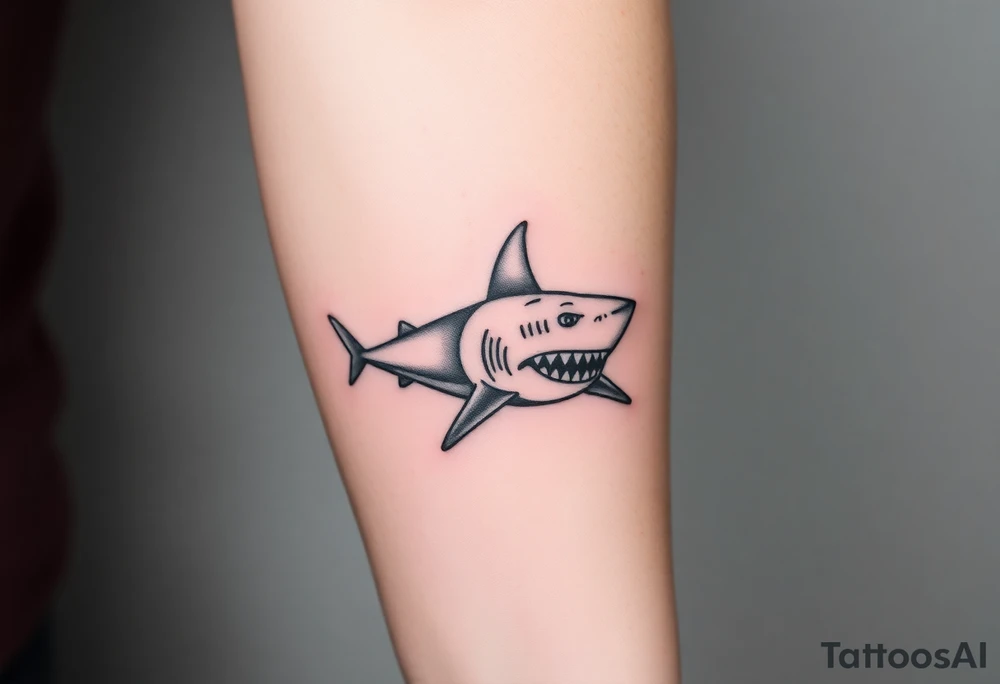 powerful  small great white shark moving forward tattoo tattoo idea