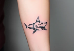 powerful  small great white shark moving forward tattoo tattoo idea