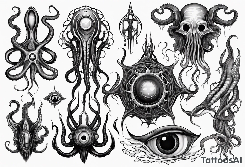 lovecraft theme with tentacle+++ and eyes tattoo idea lovecraft theme with tentacle+++ and eyes tattoo idea